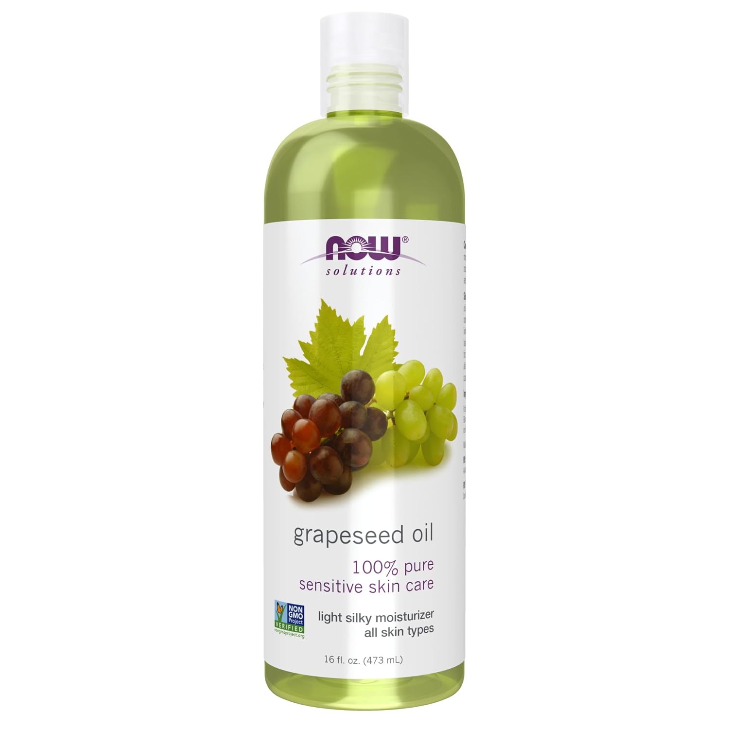 NOW Solutions, Grapeseed Oil, Skin Care for Sensitive Skin, Light Silky Moisturizer for All Skin Types, 16-Ounce - 24hrsmart